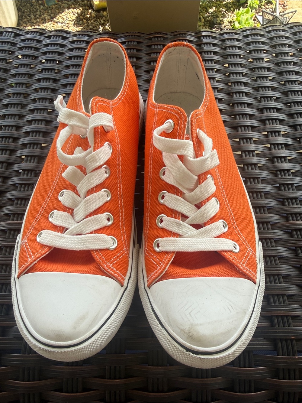 Classic Orange Canvas Women's Sneakers with White Trim
